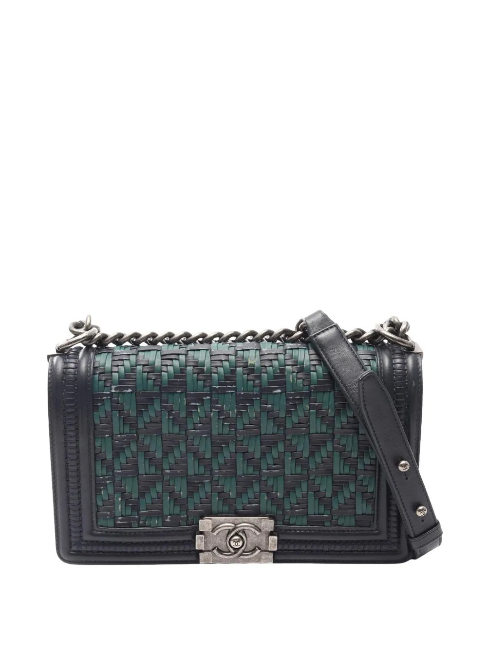2015-2016 Old Medium Braided Lambskin Boy Flap crossbody bag