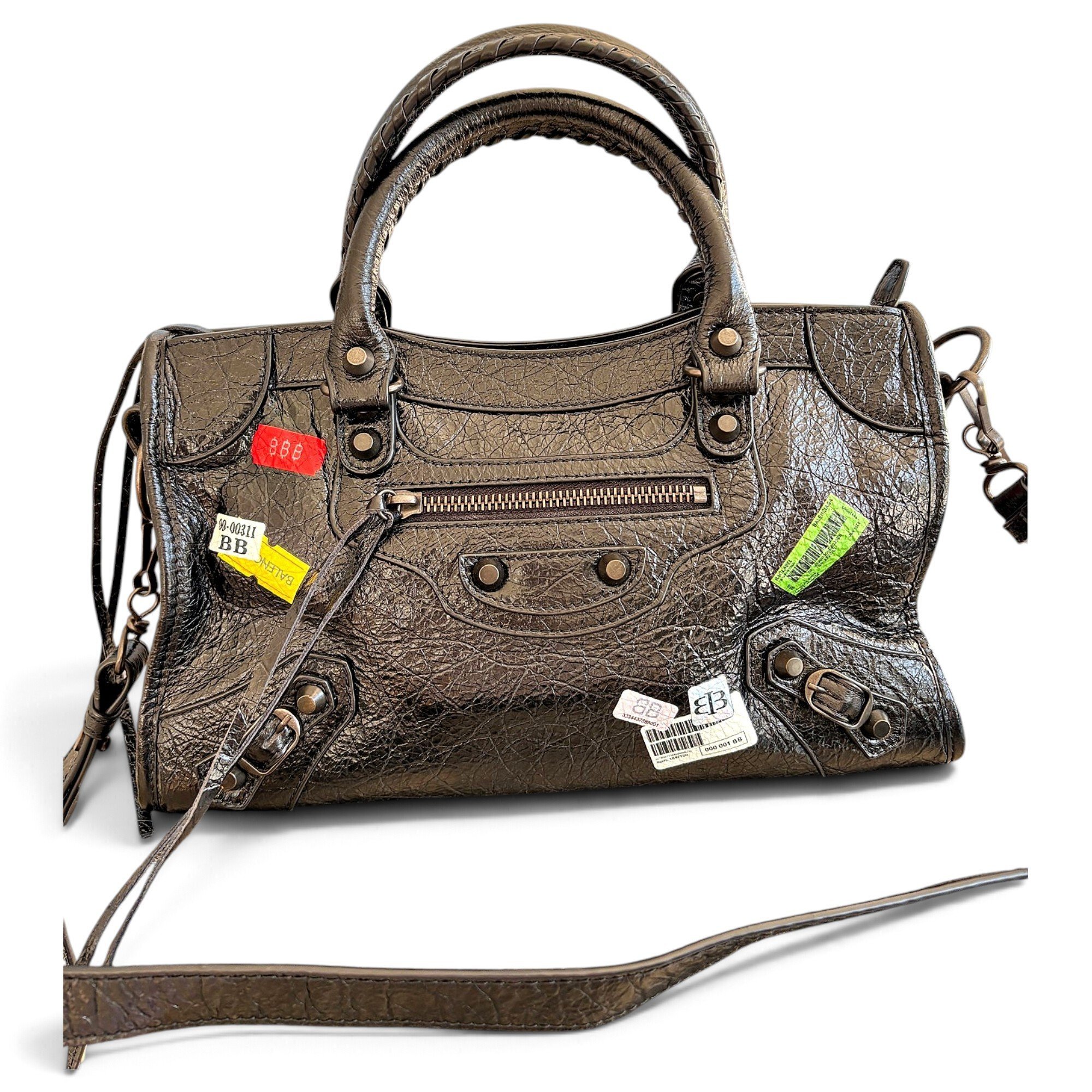 City leather handbag