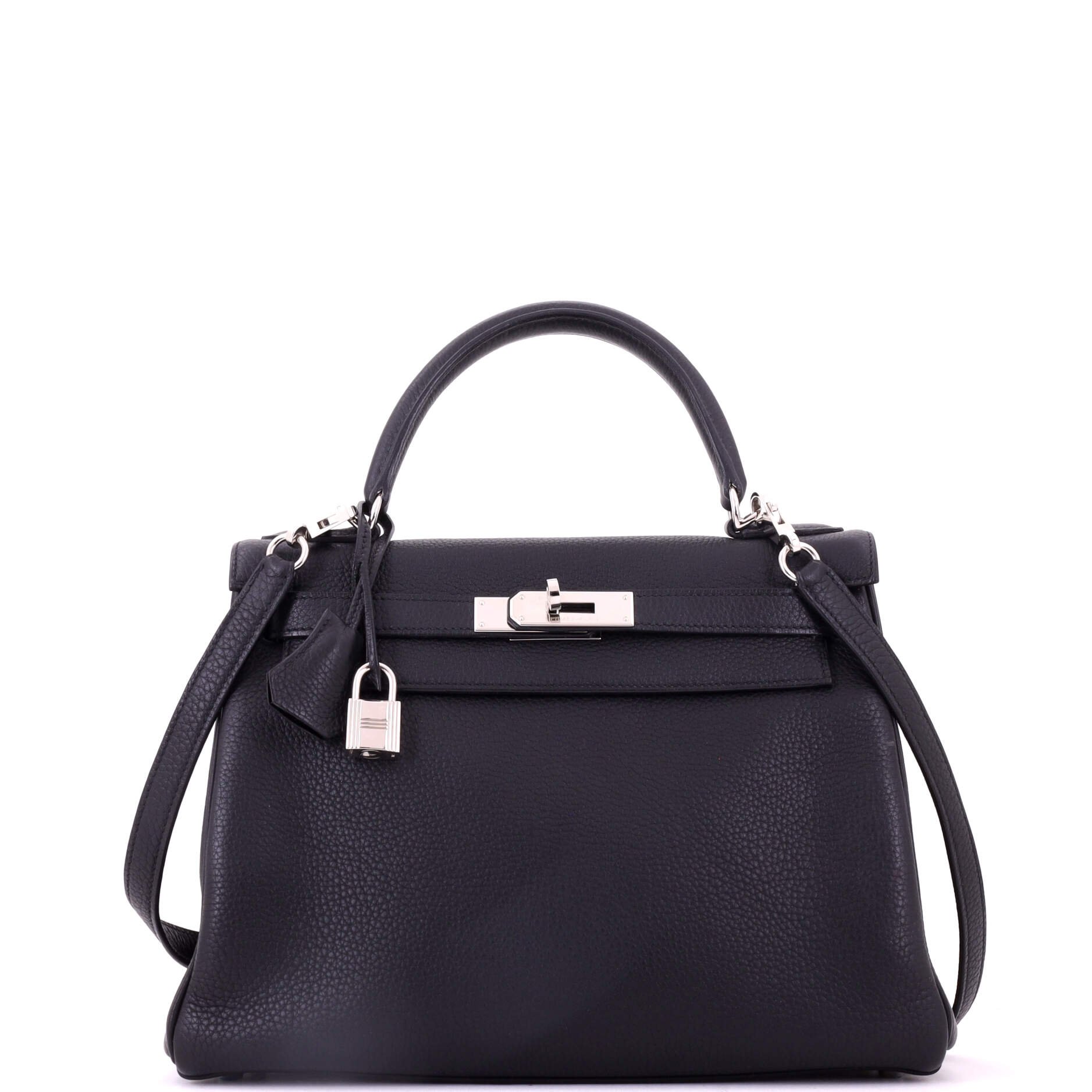 Kelly Handbag Noir Togo with Palladium Hardware 28