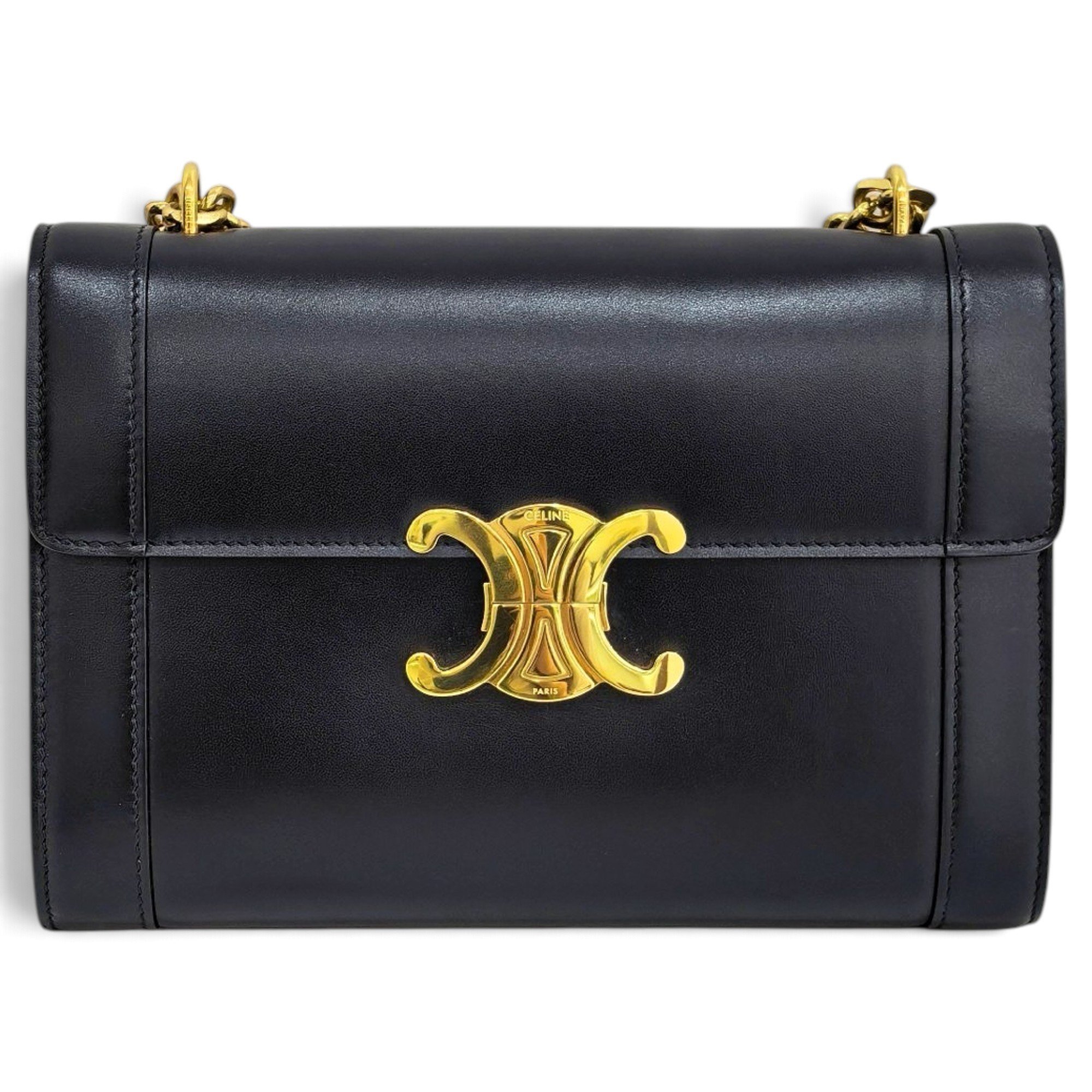 Triomphe chain leather handbag