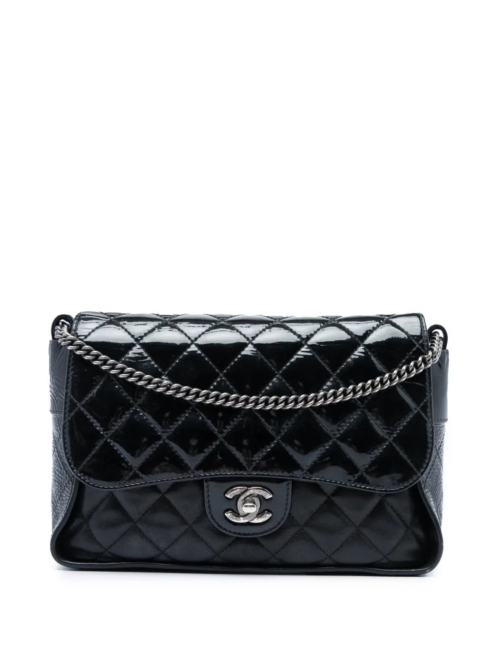 2015-2016 CC Quilted Lambskin and Patent Bijoux Chain Flap crossbody bag