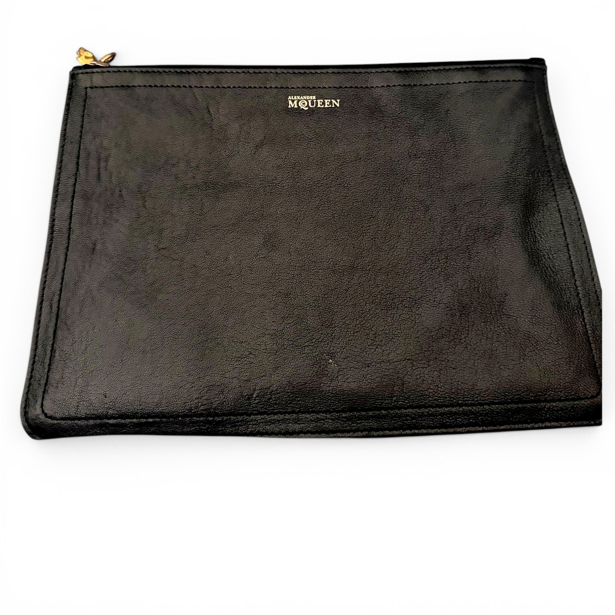 Skull leather clutch bag