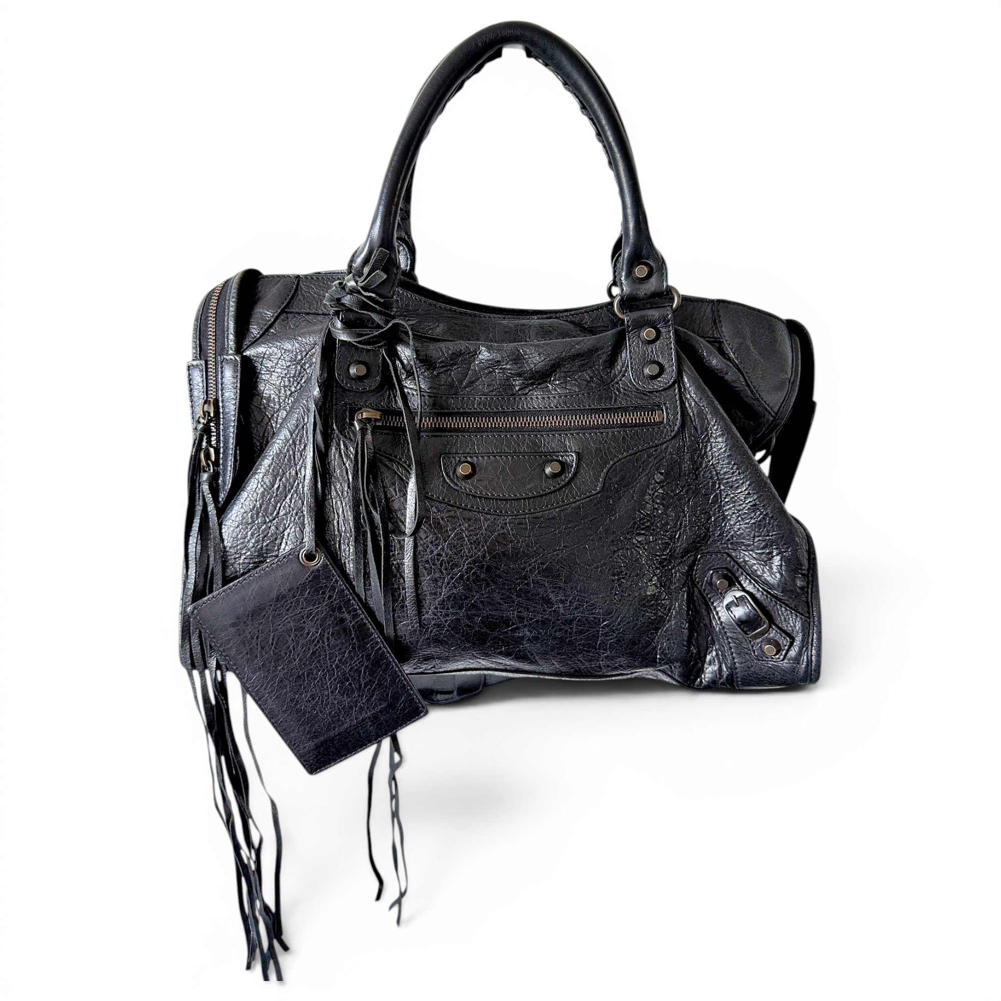 City leather handbag