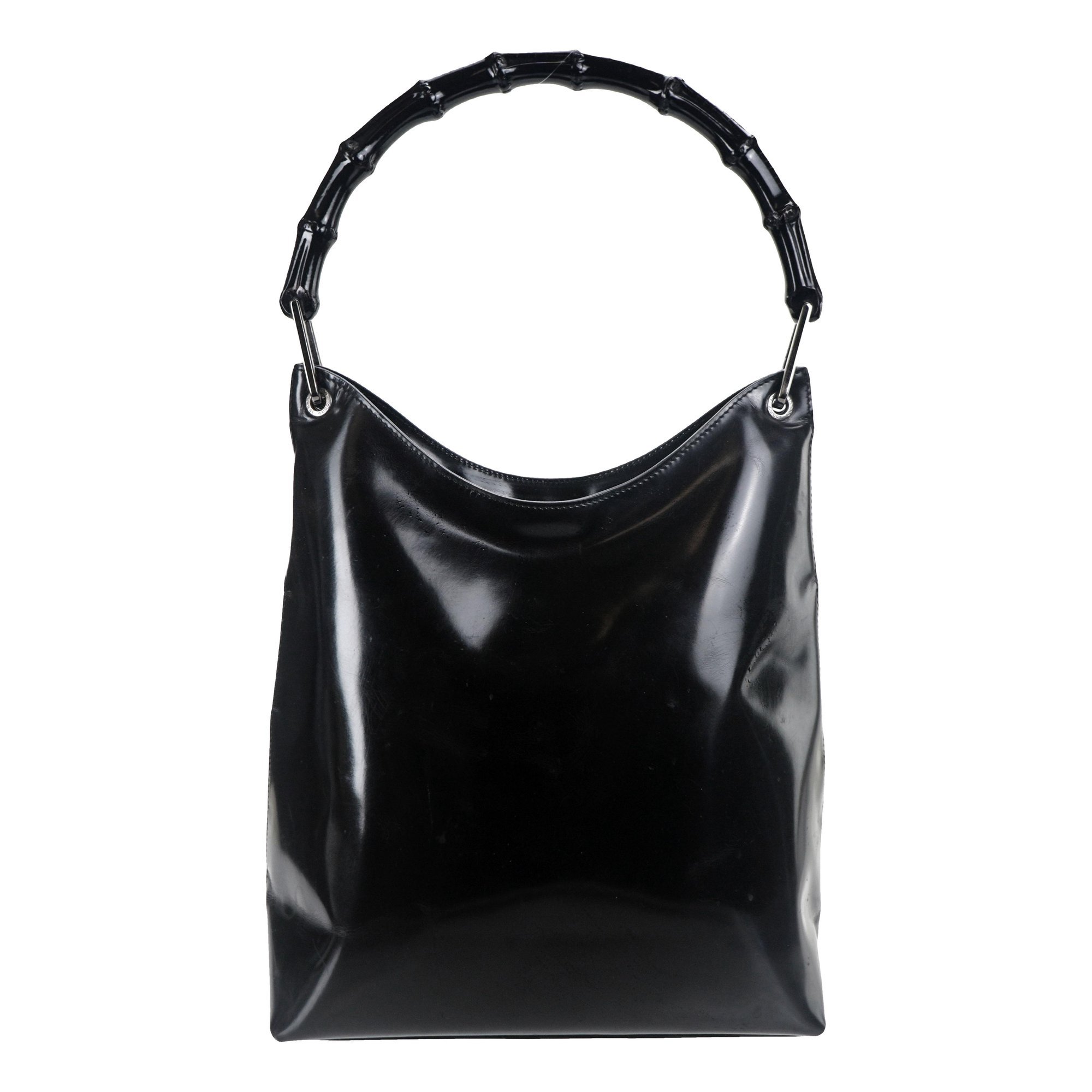 Bamboo Frame Satchel patent leather handbag