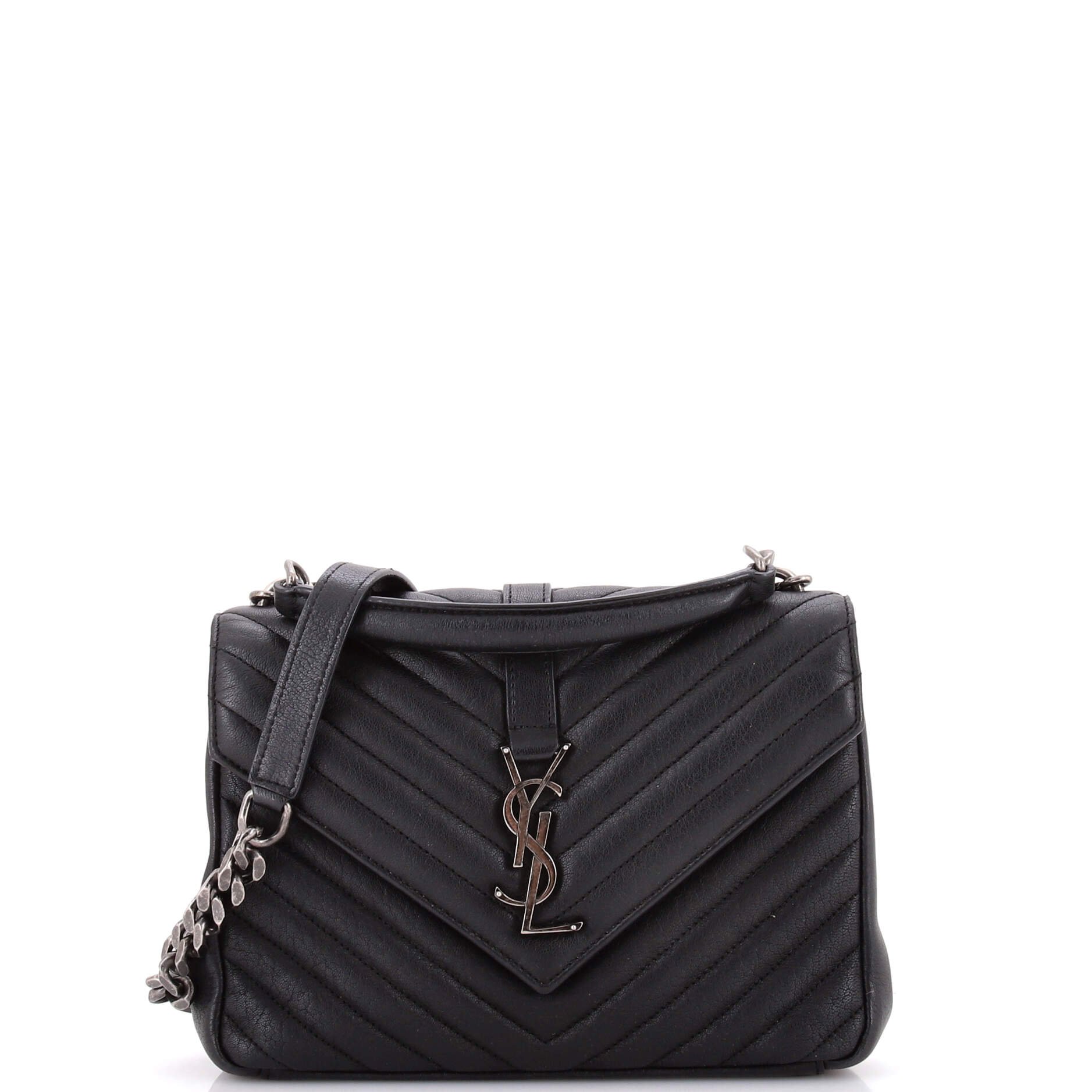 Classic Monogram College Bag Matelasse Chevron Leather Medium