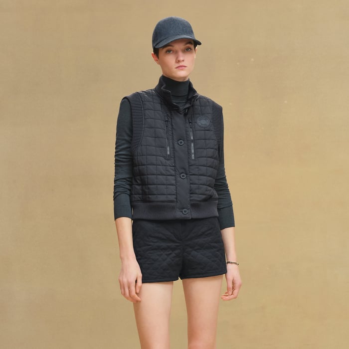 Bleu Noir Quilted Sleeveless Bomber Jacket