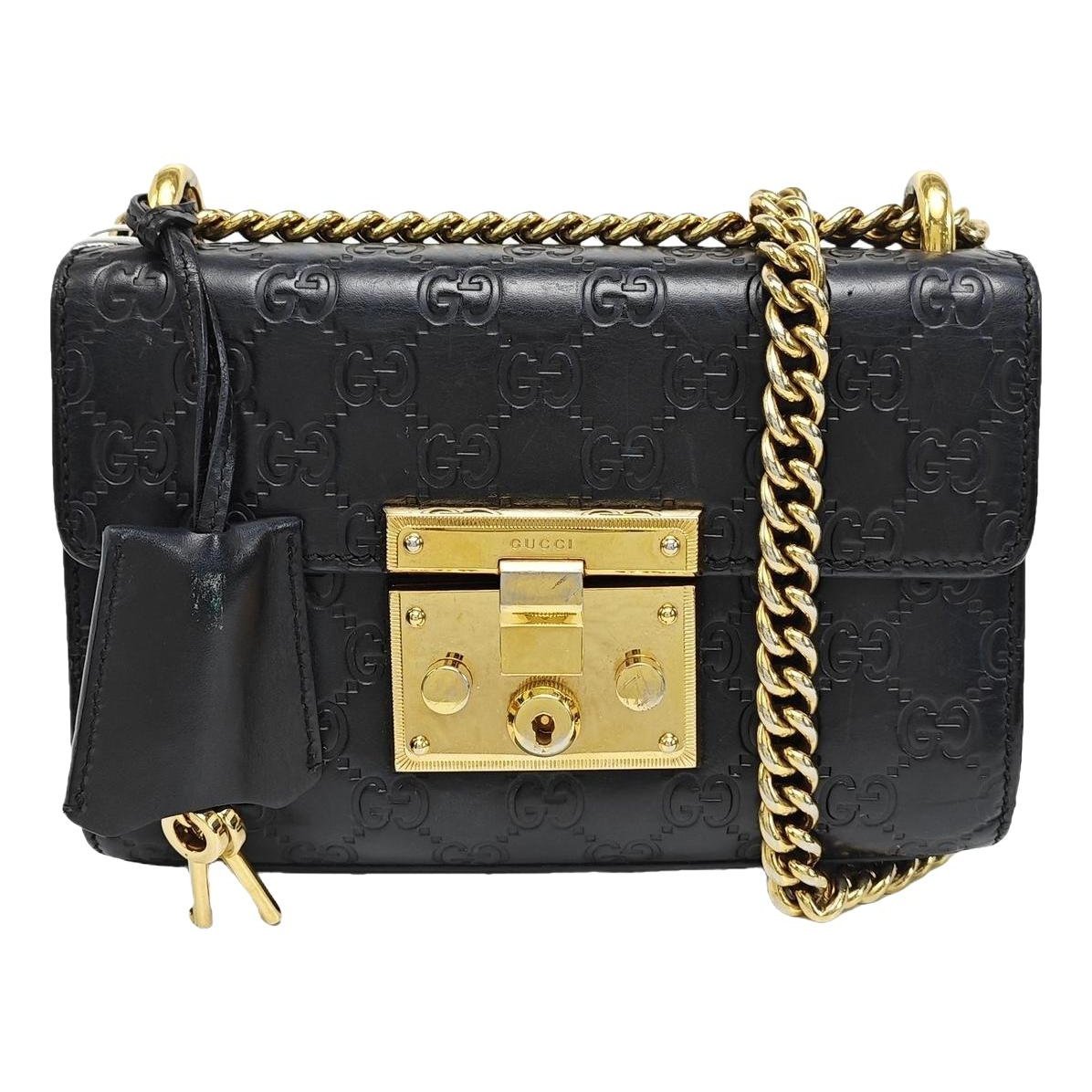 Padlock leather handbag