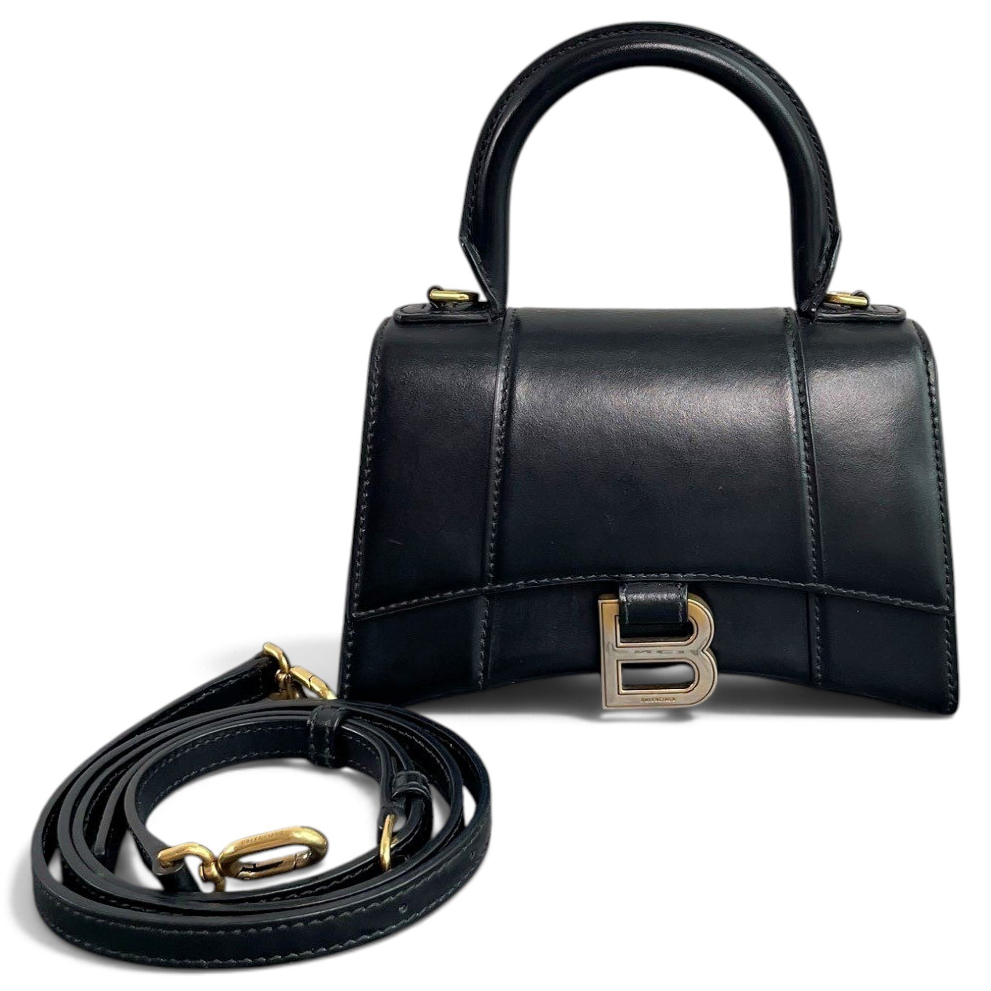 Hourglass leather handbag