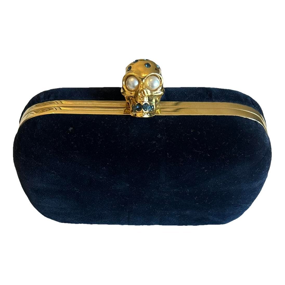 Alexander McQueen Skull velvet clutch bag