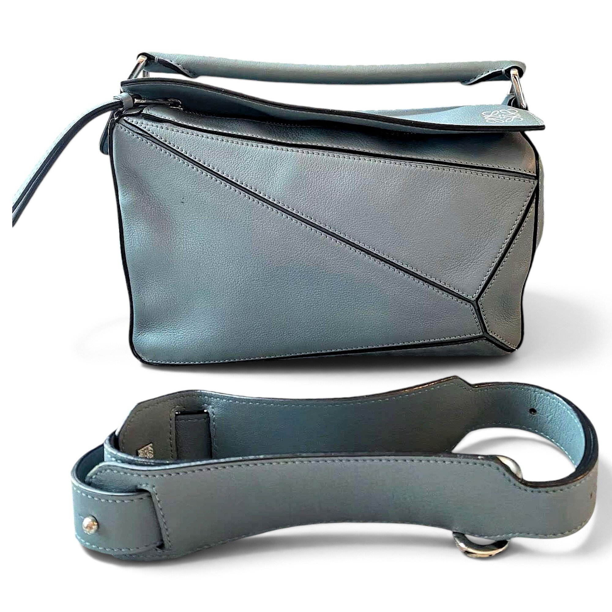 Puzzle leather handbag