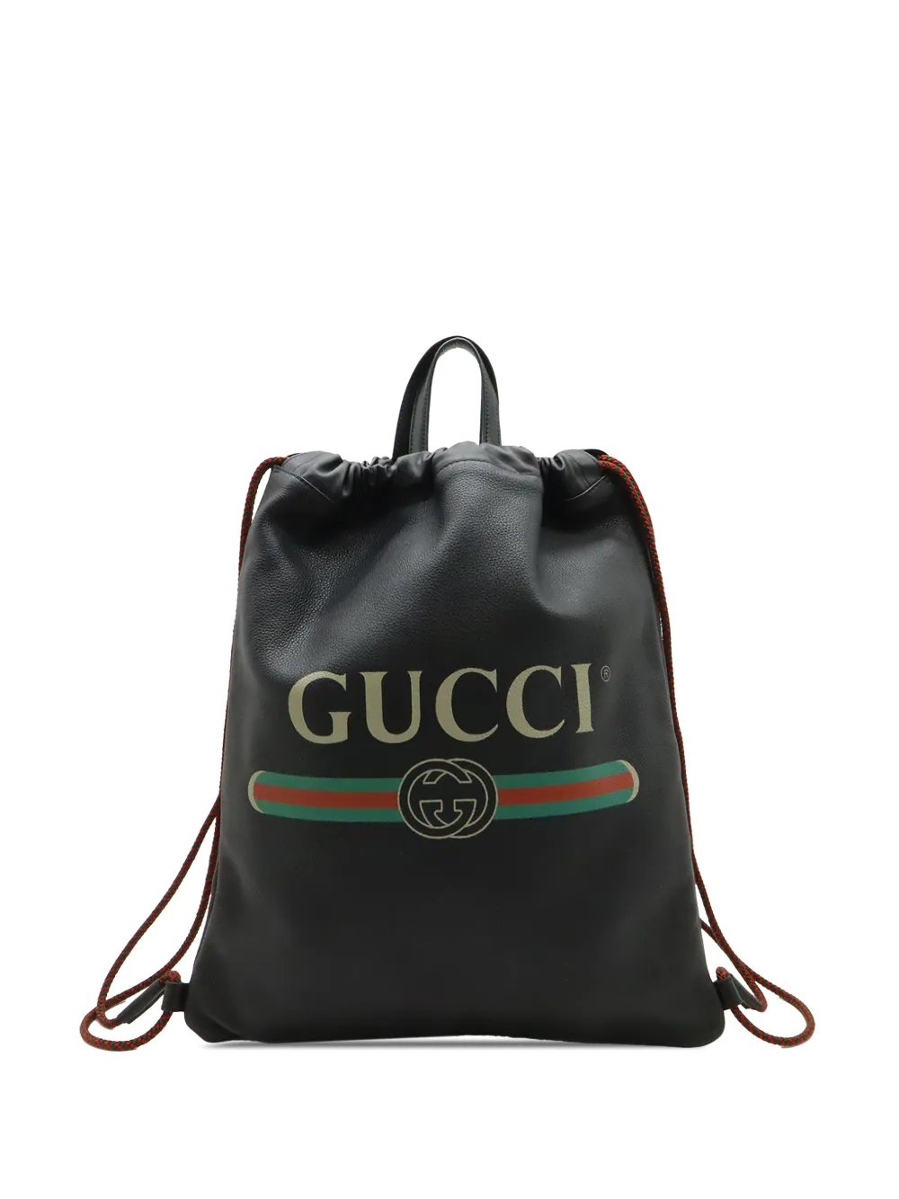 2000-2015 Grained Calfskin Web Logo Drawstring backpack