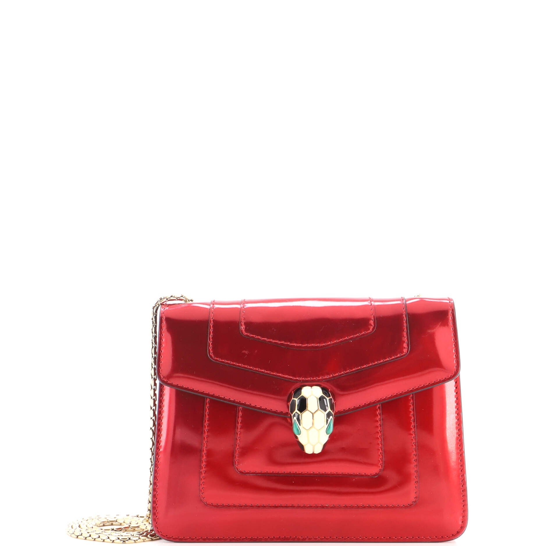 Serpenti Forever Square Shoulder Bag Metallic Leather Small