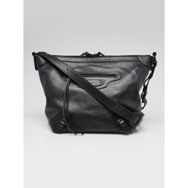 Balenciaga Balenciaga Black Pebbled Calfskin Leather Small Neo Classic Hobo Bag