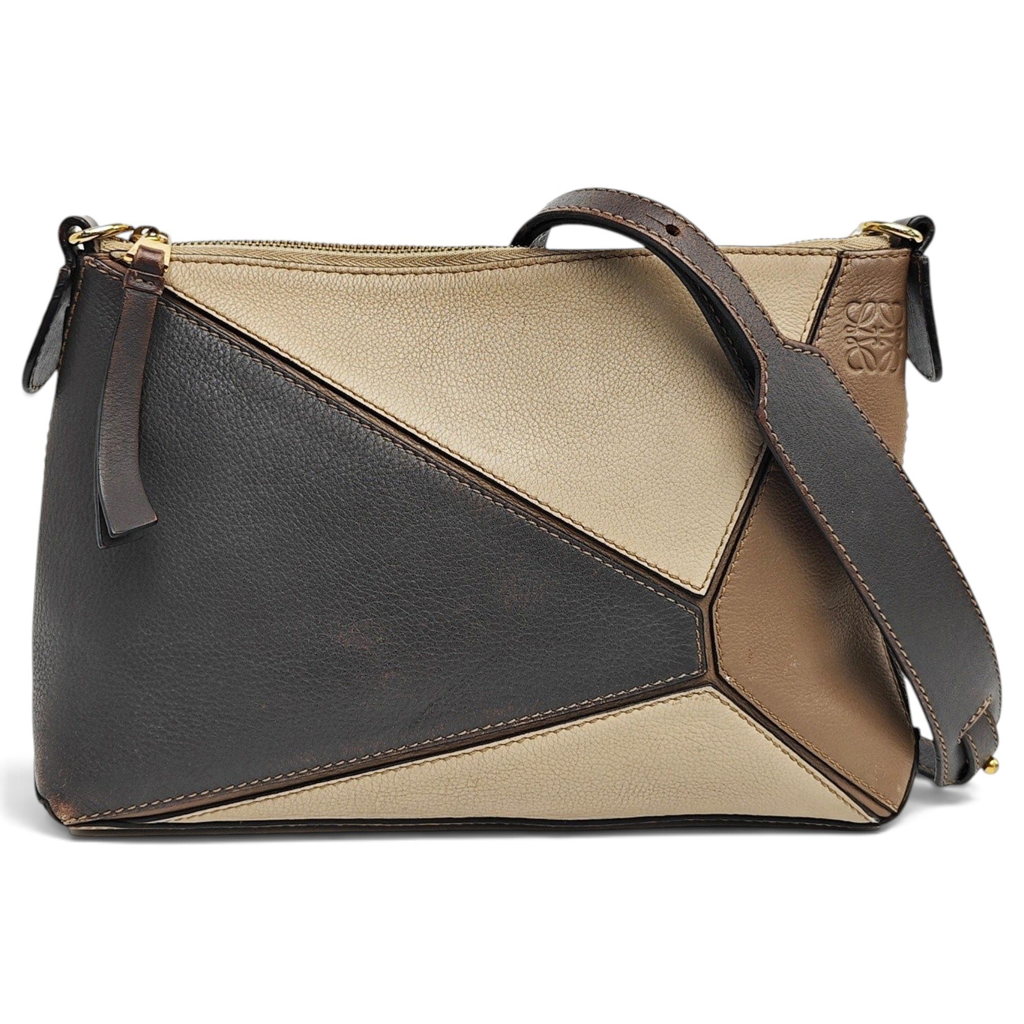 Puzzle leather handbag