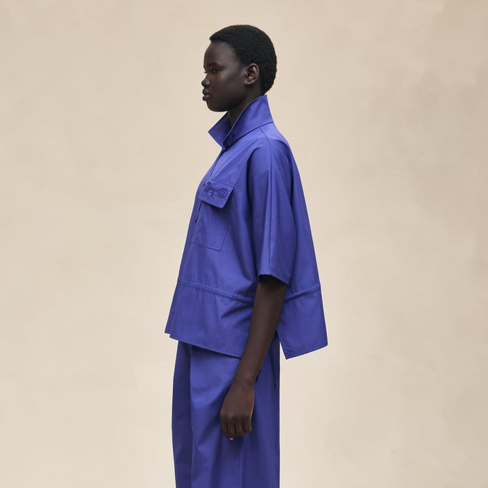 Bleu Roi Embroidered Beach Shirt