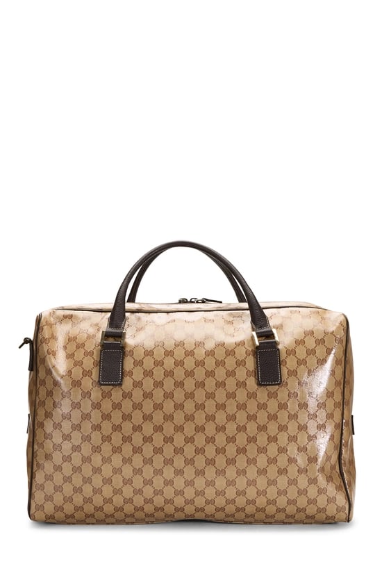 Brown Crystal Canvas Carry On Duffle XL