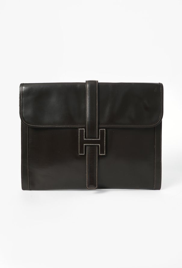 Hermes Vintage Brown Box Jige GM Clutch