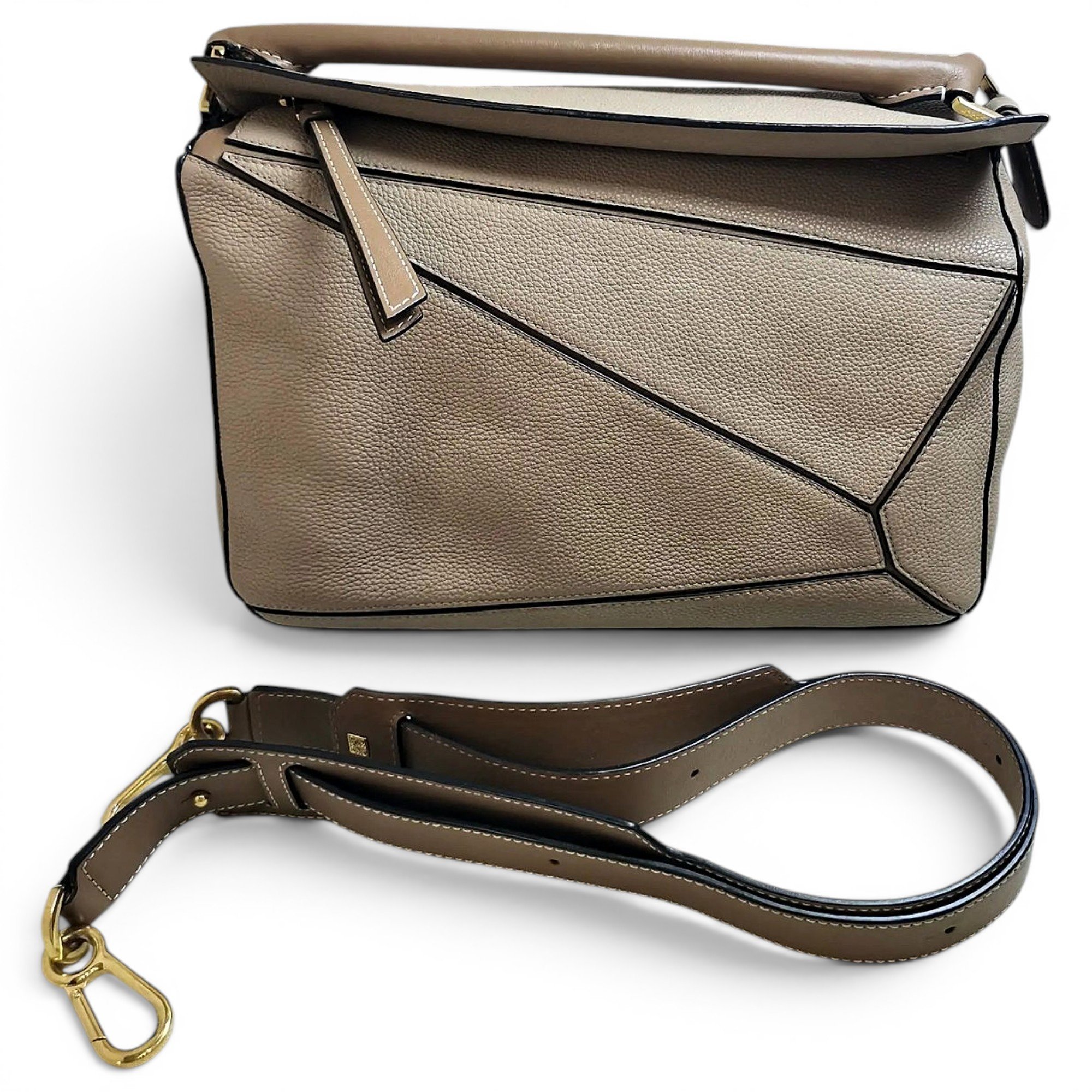 Puzzle leather handbag