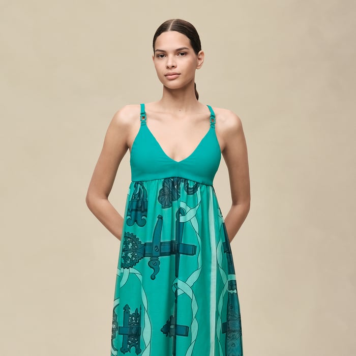 Vert Tourmaline Robe De Plage Mix Matière Imprimé « ferronnerie Remix »
