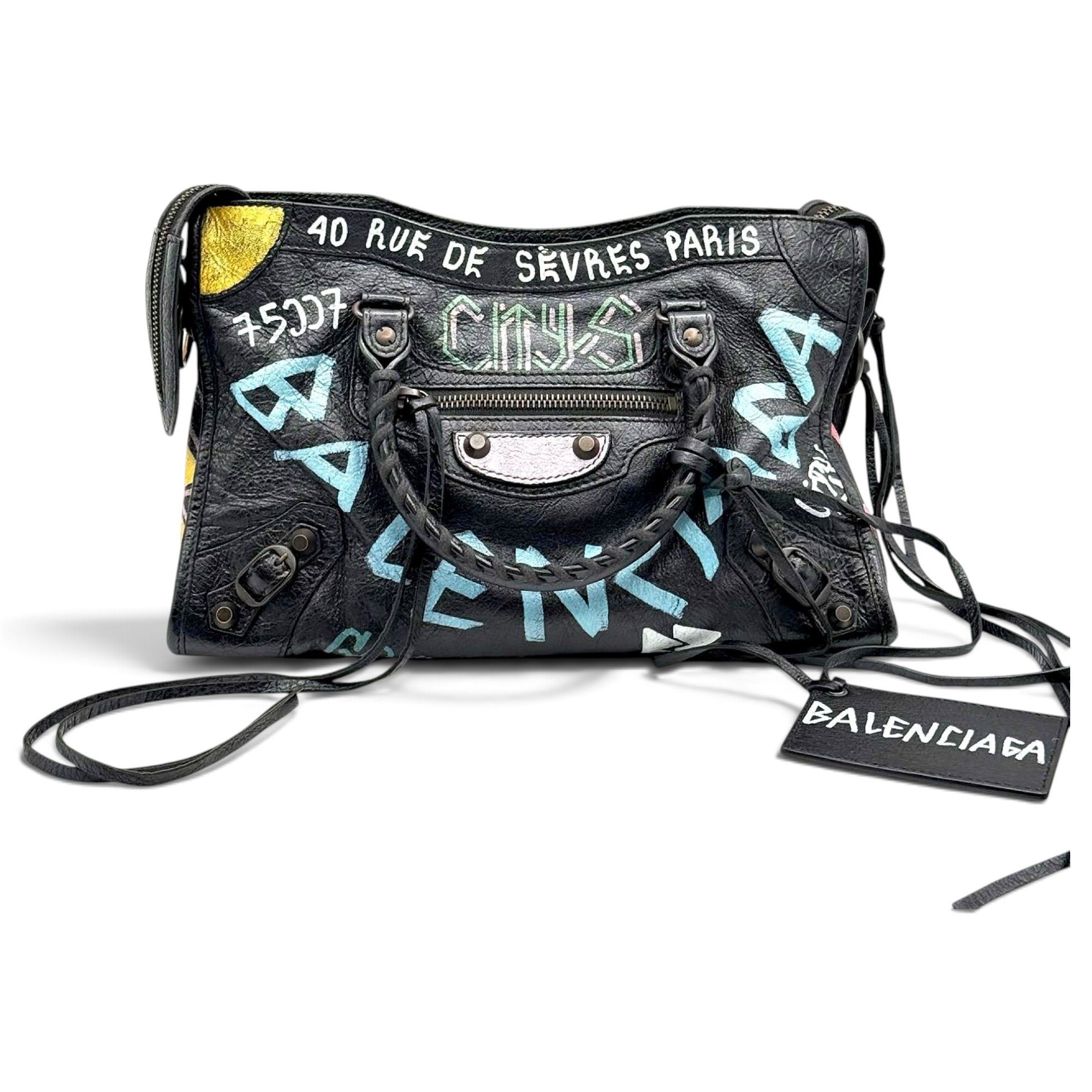 City leather handbag
