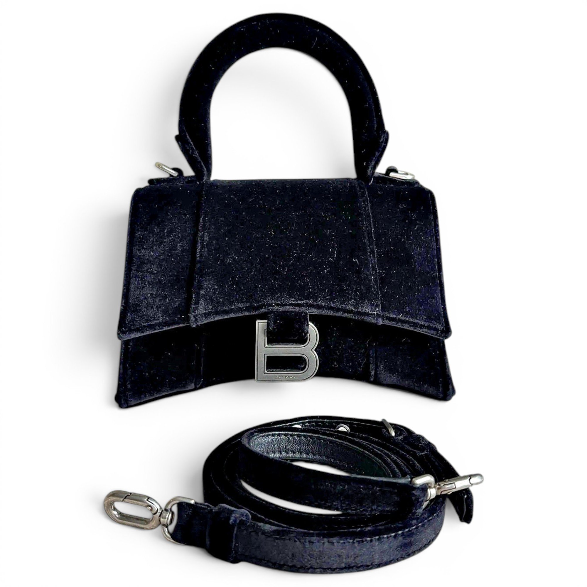 Hourglass velvet handbag