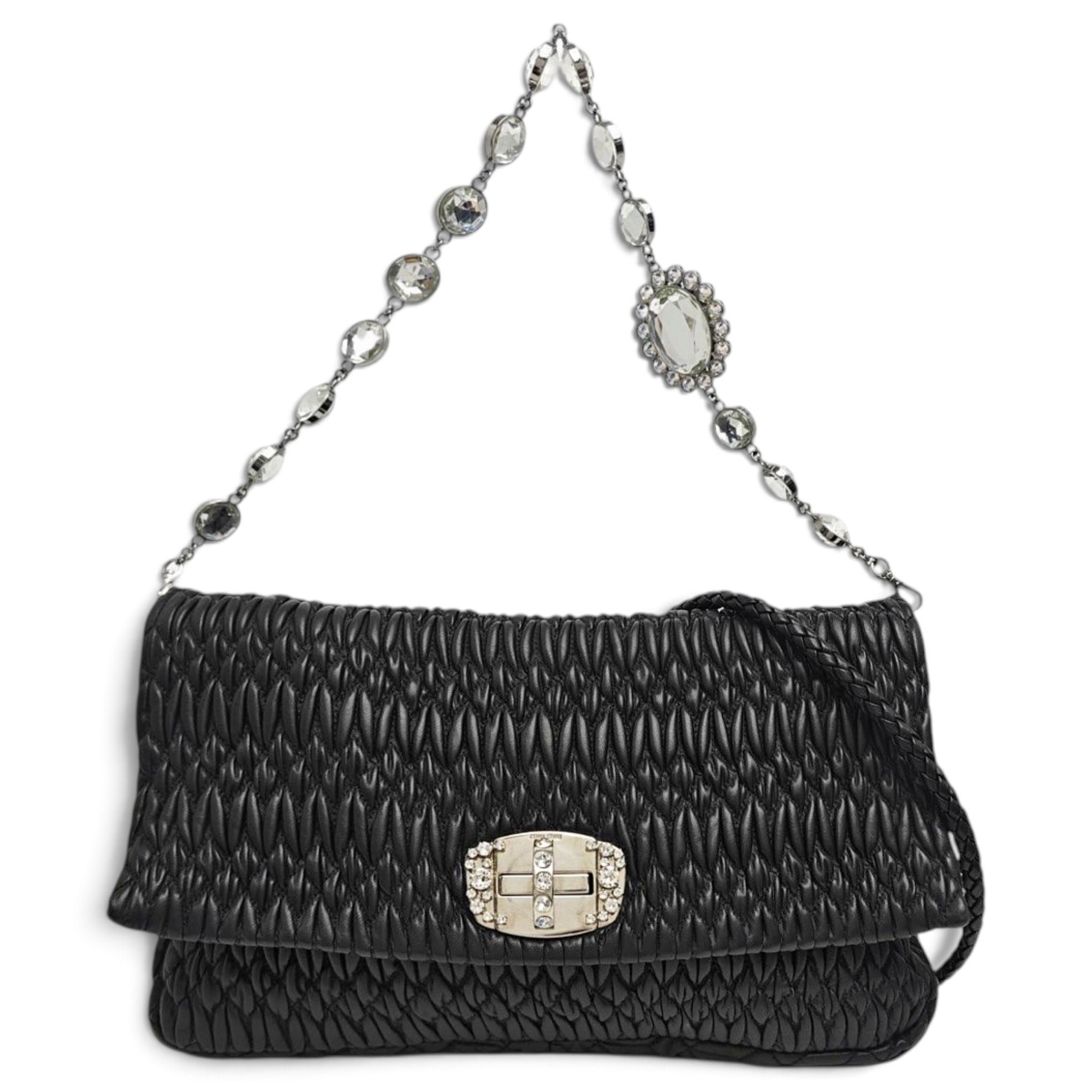 Miu Crystal leather handbag