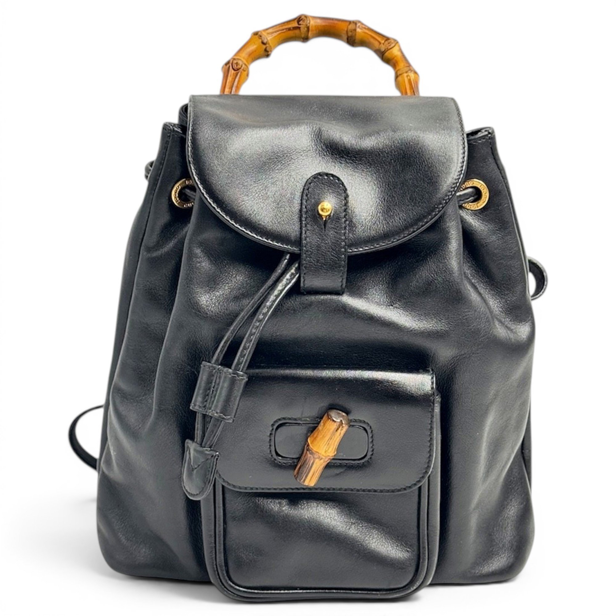 Bamboo Tassel Oval leather backpack