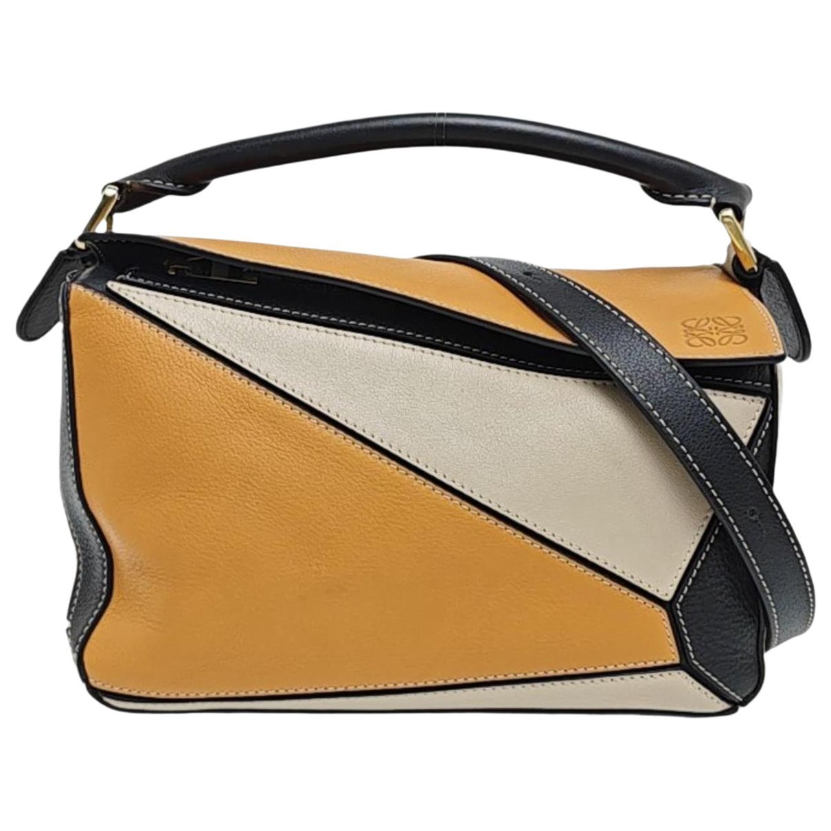 Puzzle leather handbag