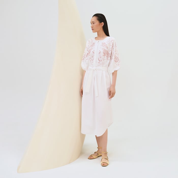 Blanc Embroidered Beach Dress