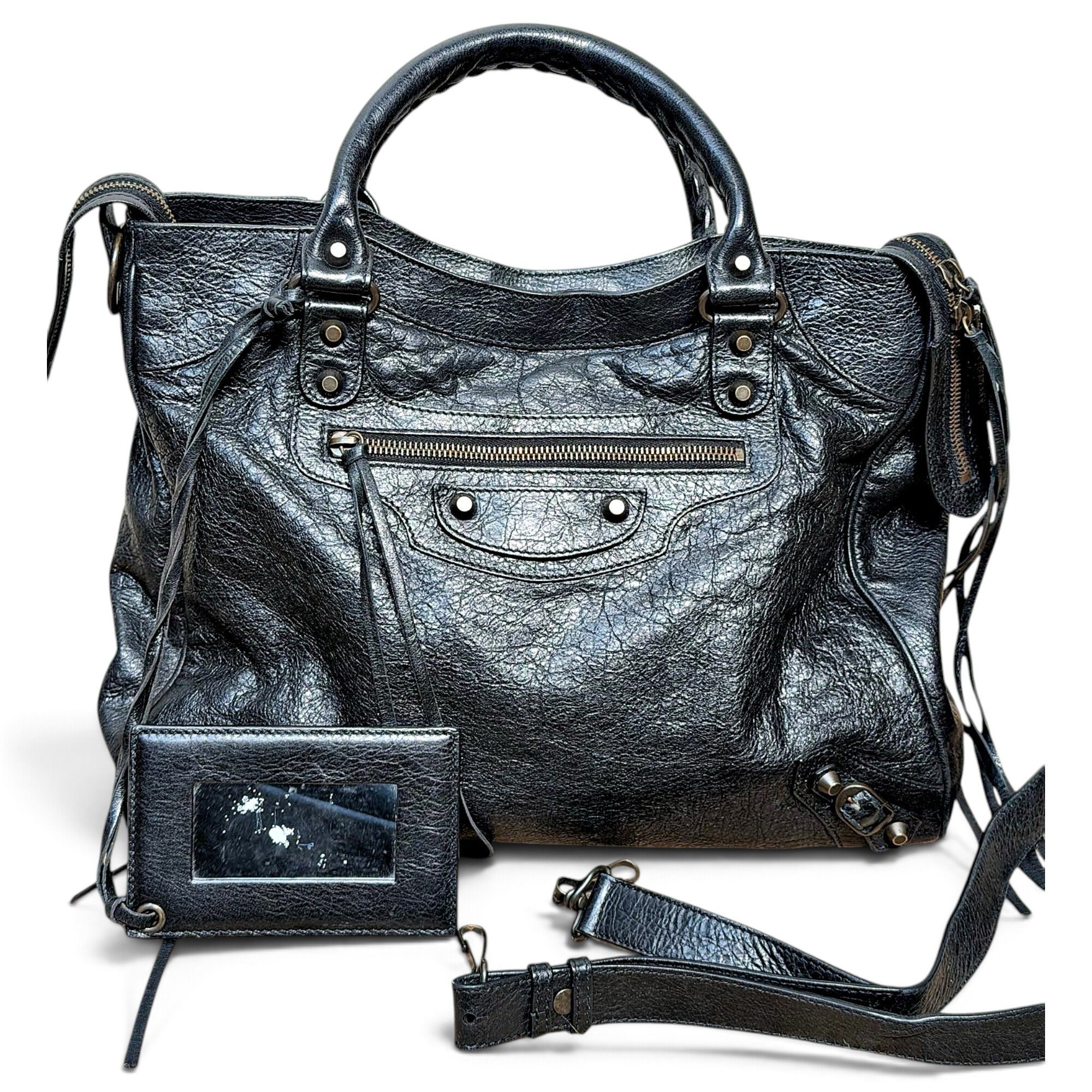 City leather handbag