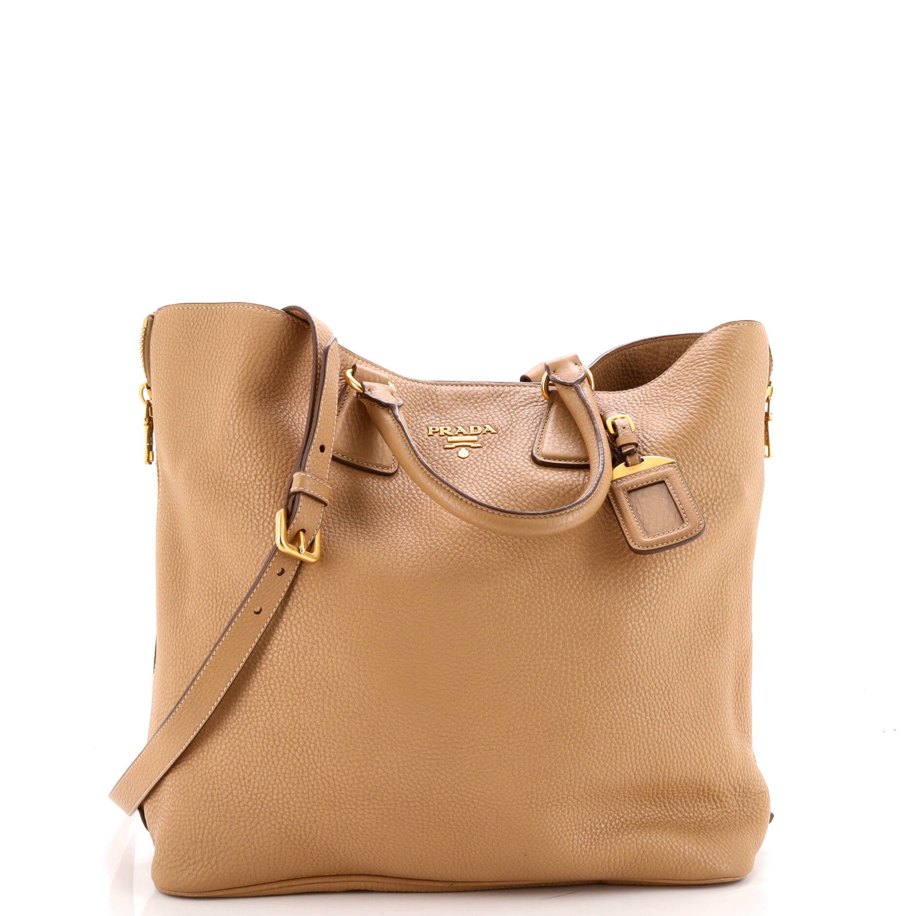 Side Zip Convertible Tote Vitello Daino Large