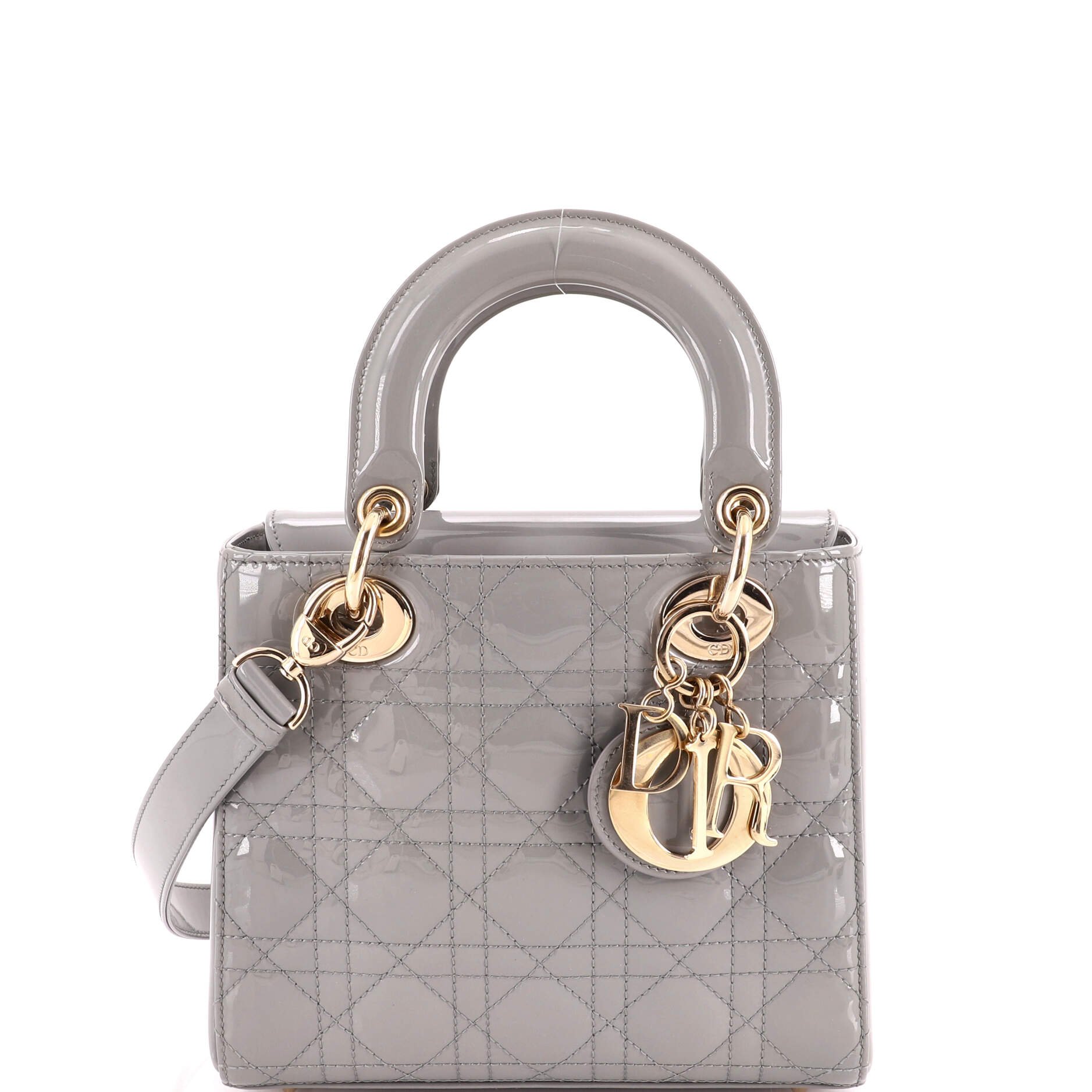 Dior Lady Dior Bag Cannage Quilt Patent Small