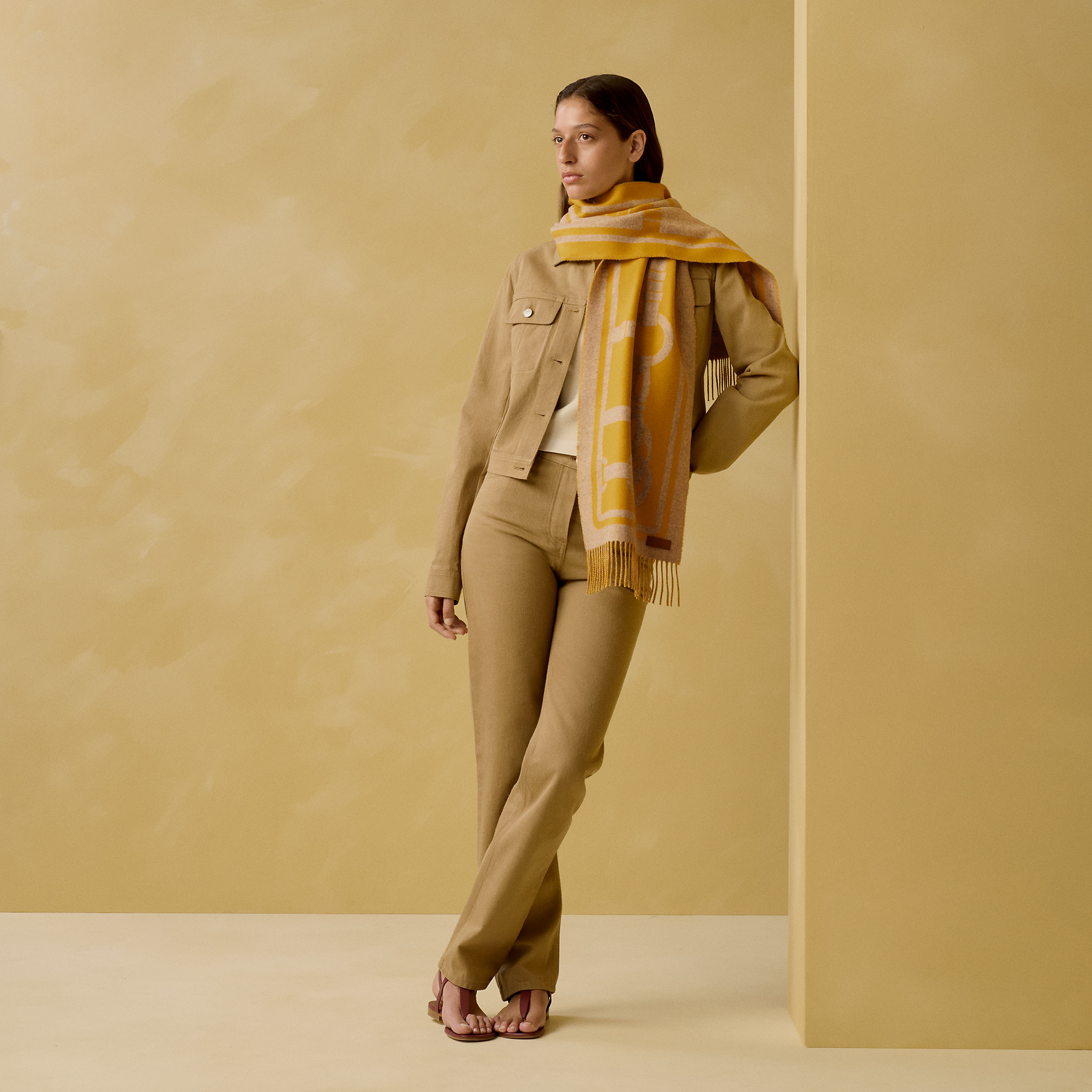 Hermès Petite Casaque Coaching scarf Mimosa/Beige Chiné | BagUSeek