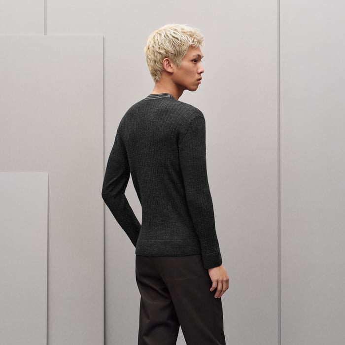 Anthracite "Detail Etriviere Alpaga" Crewneck Sweater