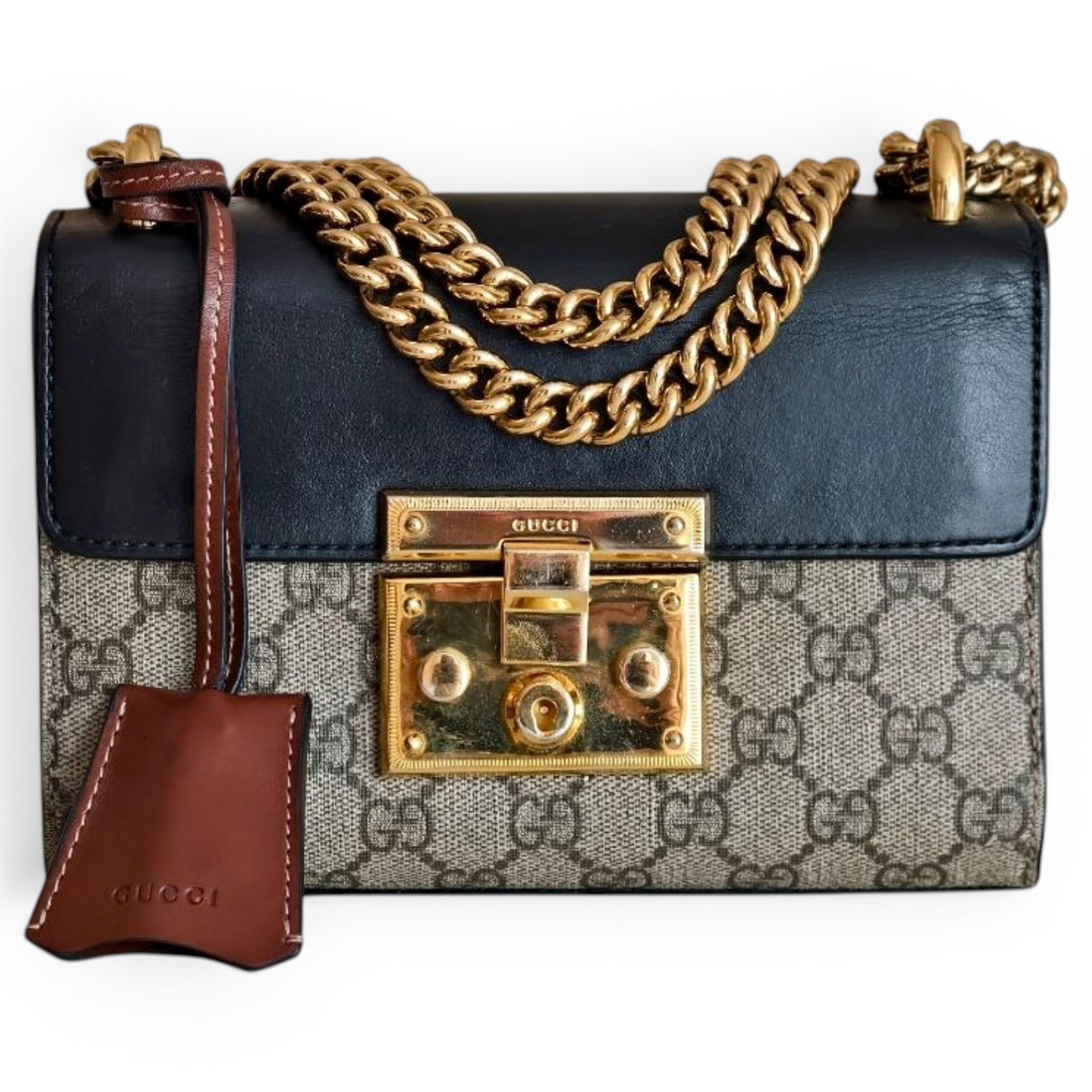 Padlock leather handbag