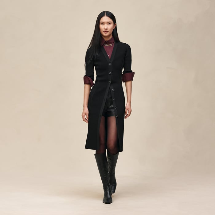 Noir Mid-length Buttoned Dress