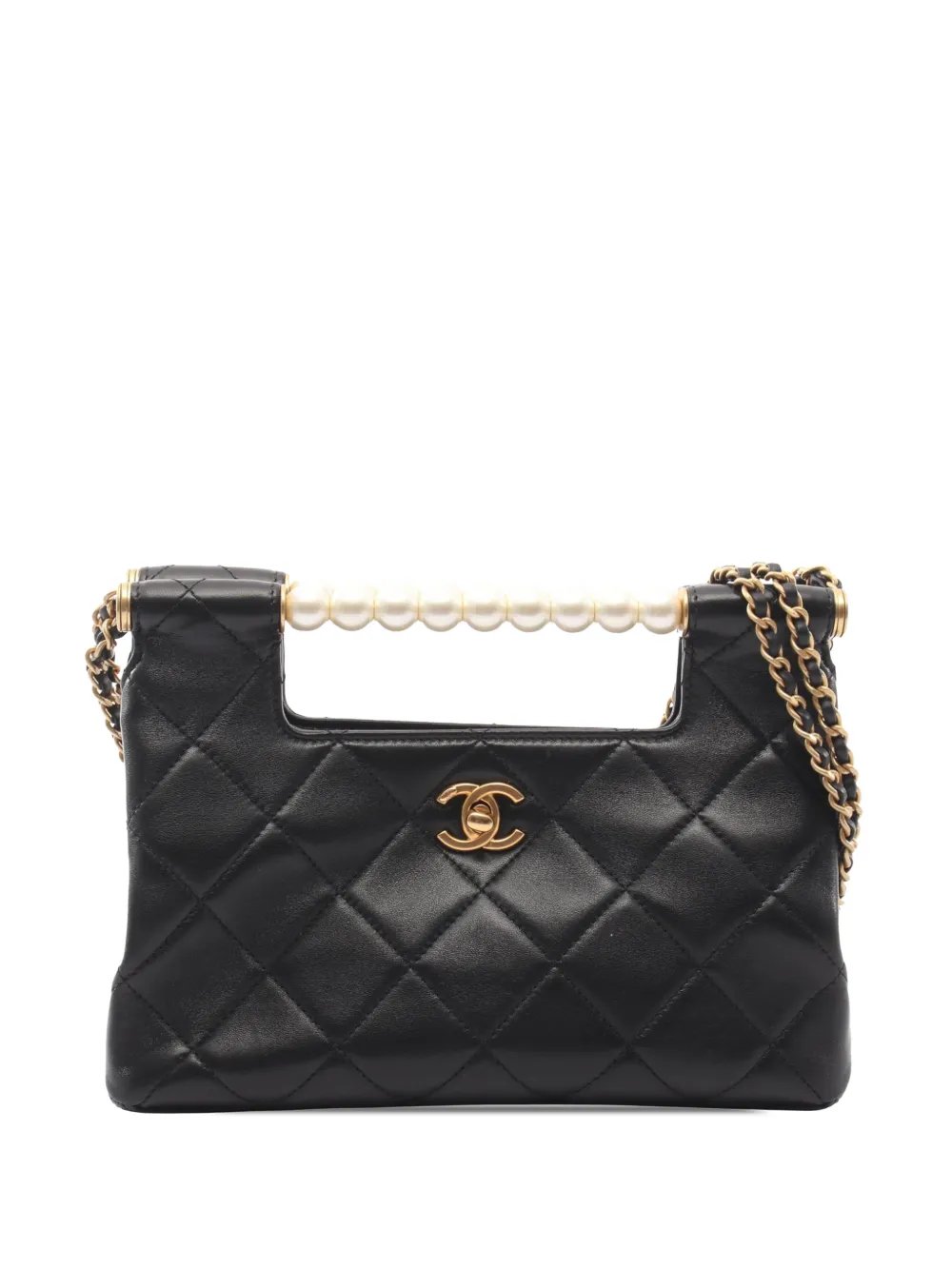 2021-2026 Small Lambskin Pearl Handle Tote shoulder bag