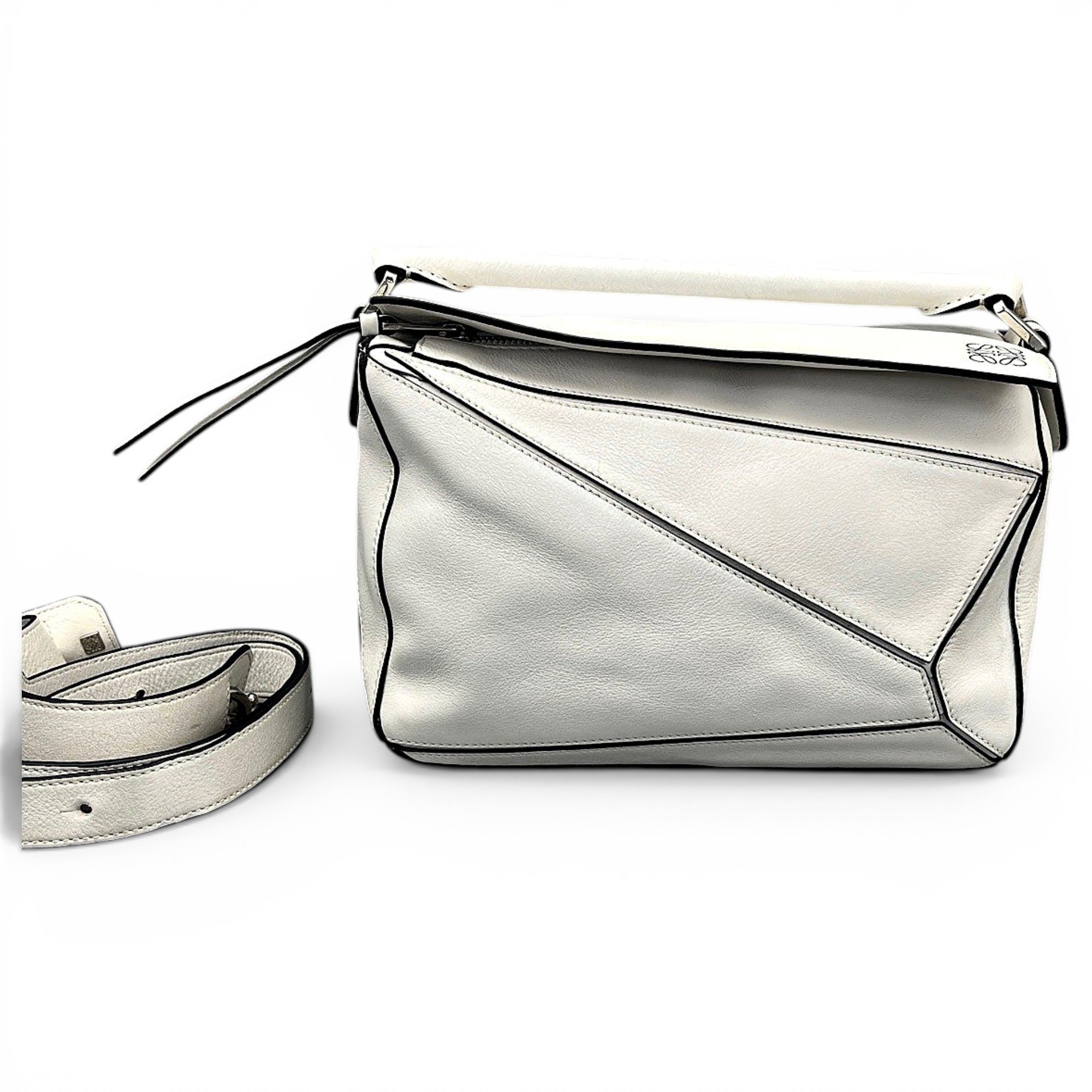Puzzle leather handbag