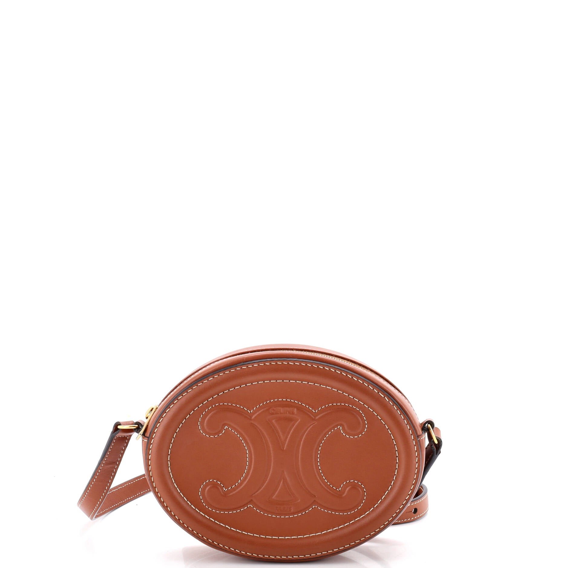 Triomphe Oval Crossbody Bag Leather Mini