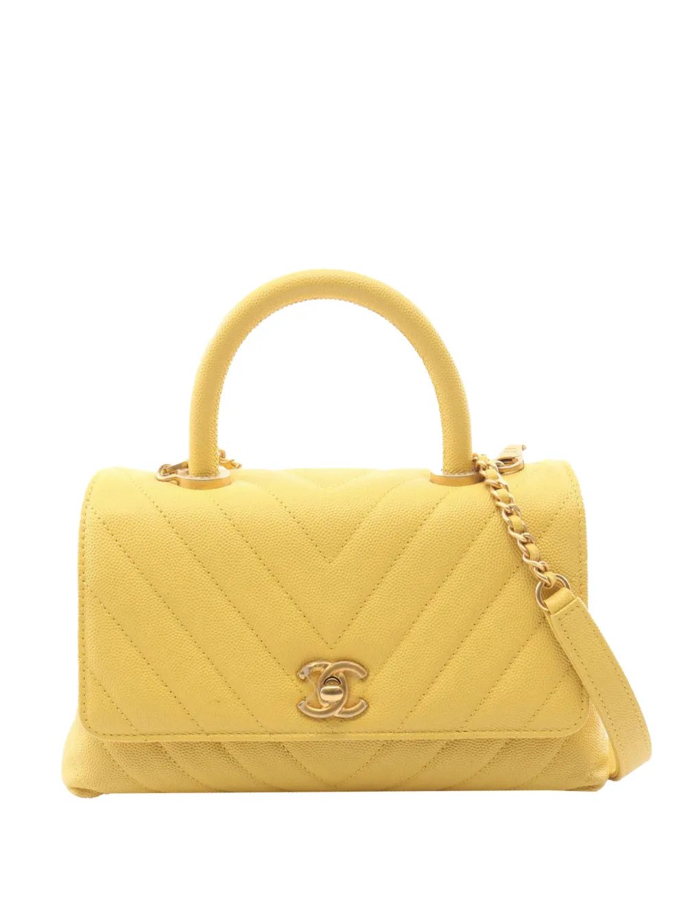 2019 Mini Chevron Caviar Coco Top Handle Bag satchel