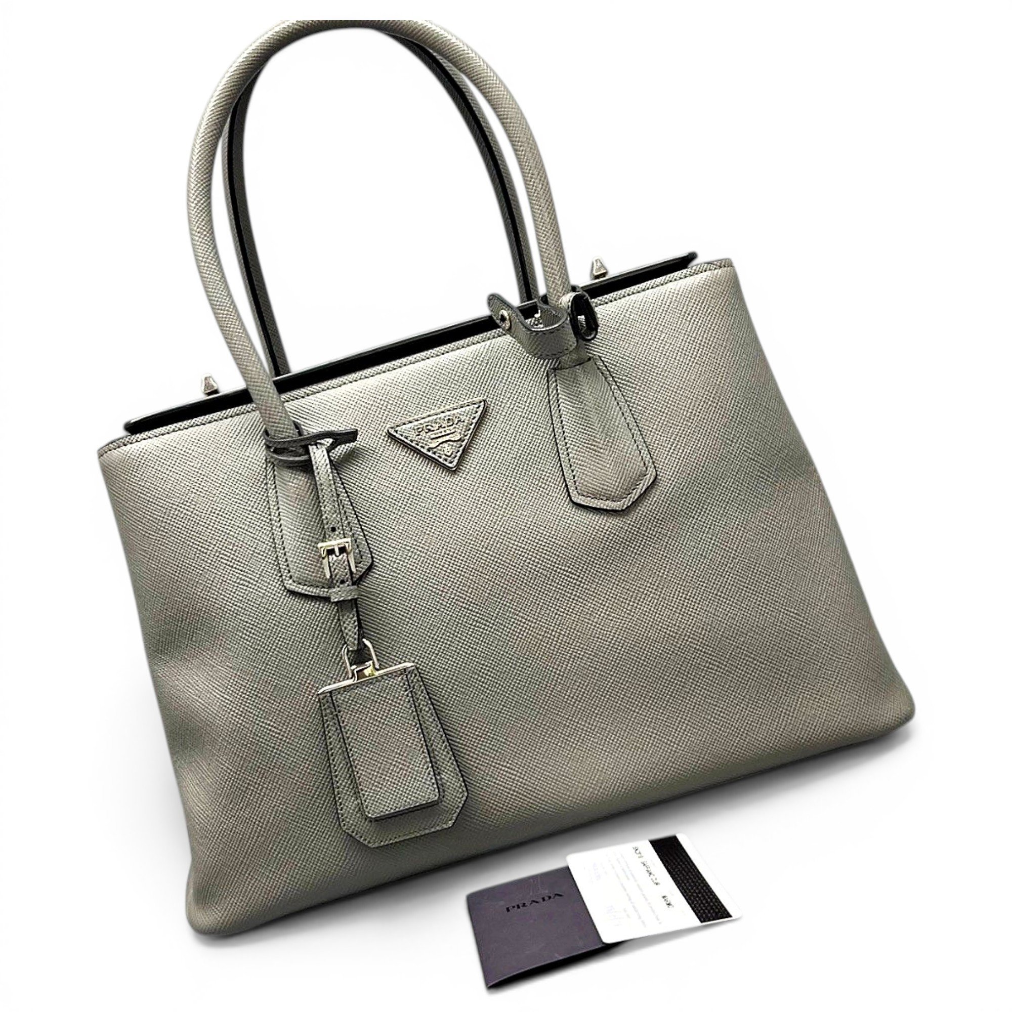 Double leather handbag