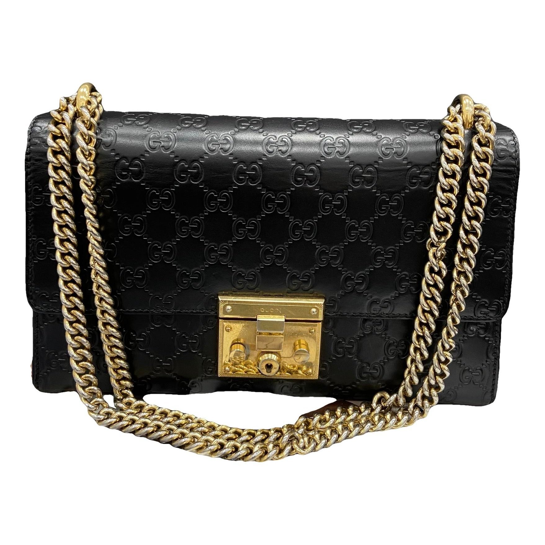 Padlock leather handbag