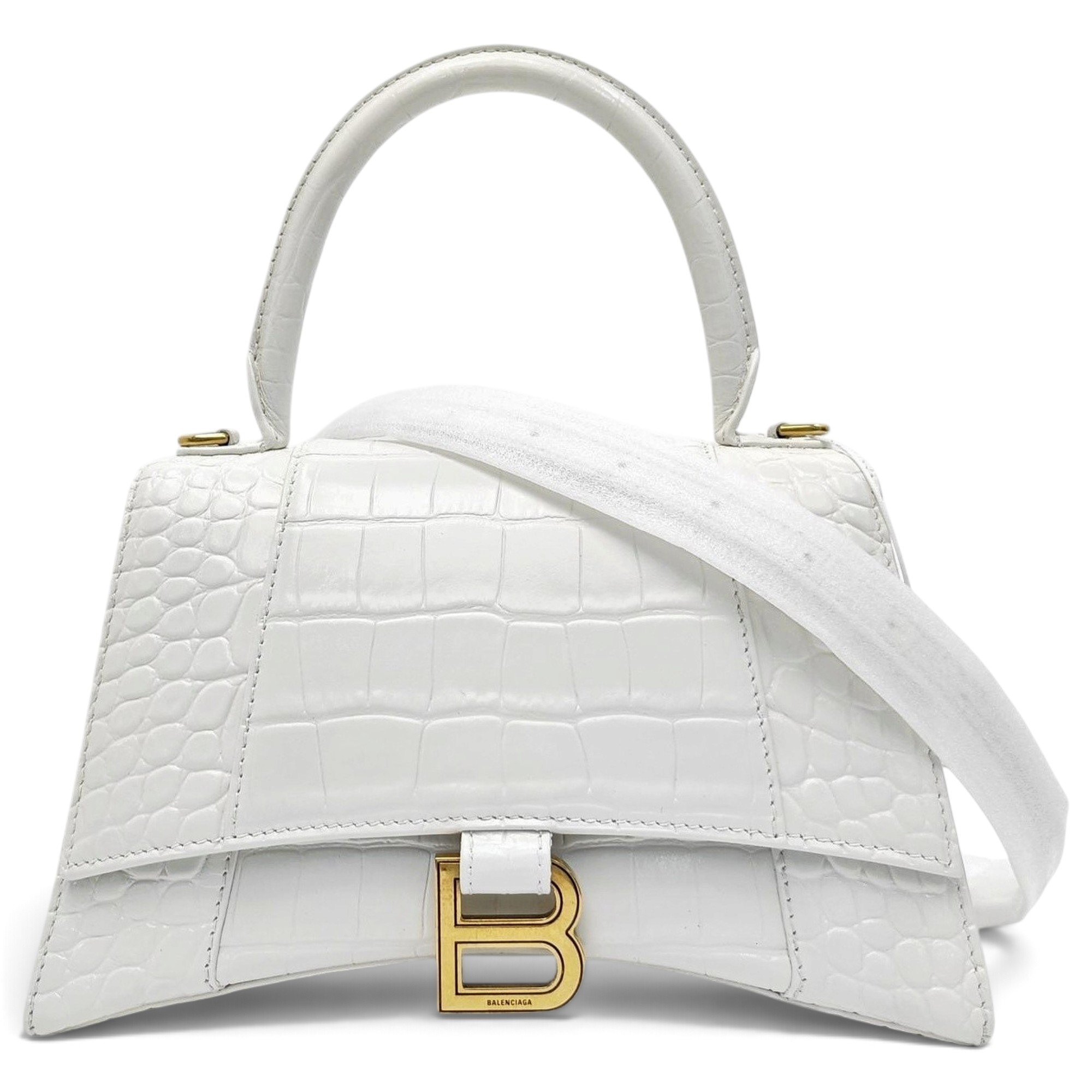 Hourglass leather handbag