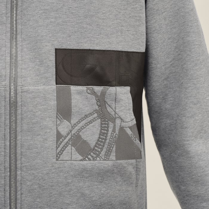 Gris "Eperon d'Or En Perspective" Zipped Hooded Sweater