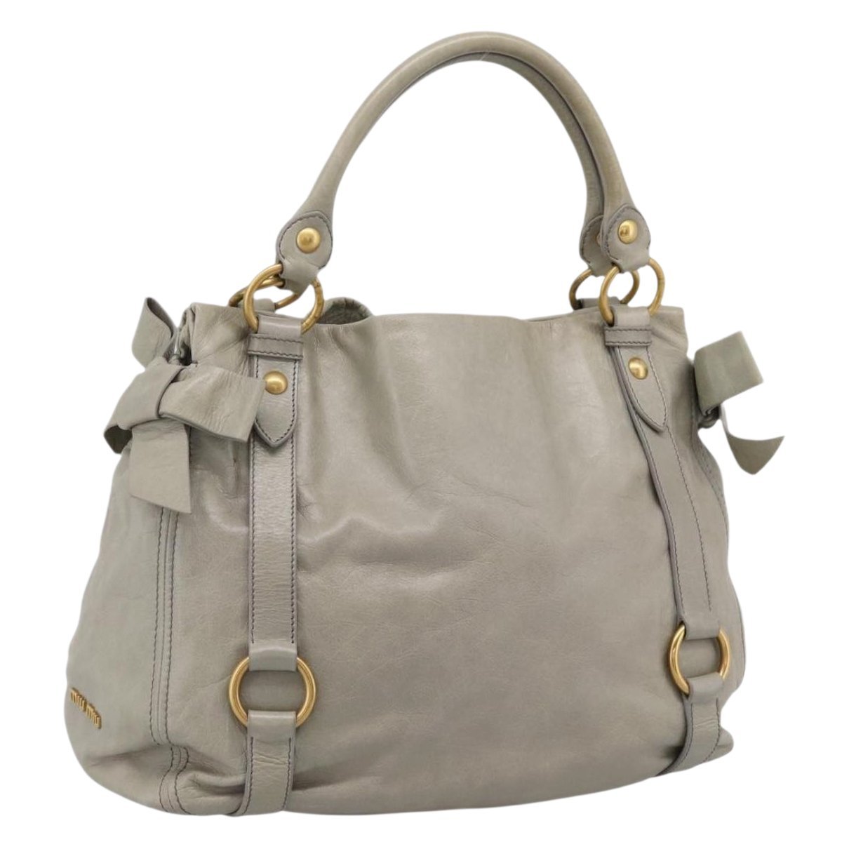 Bow bag leather handbag