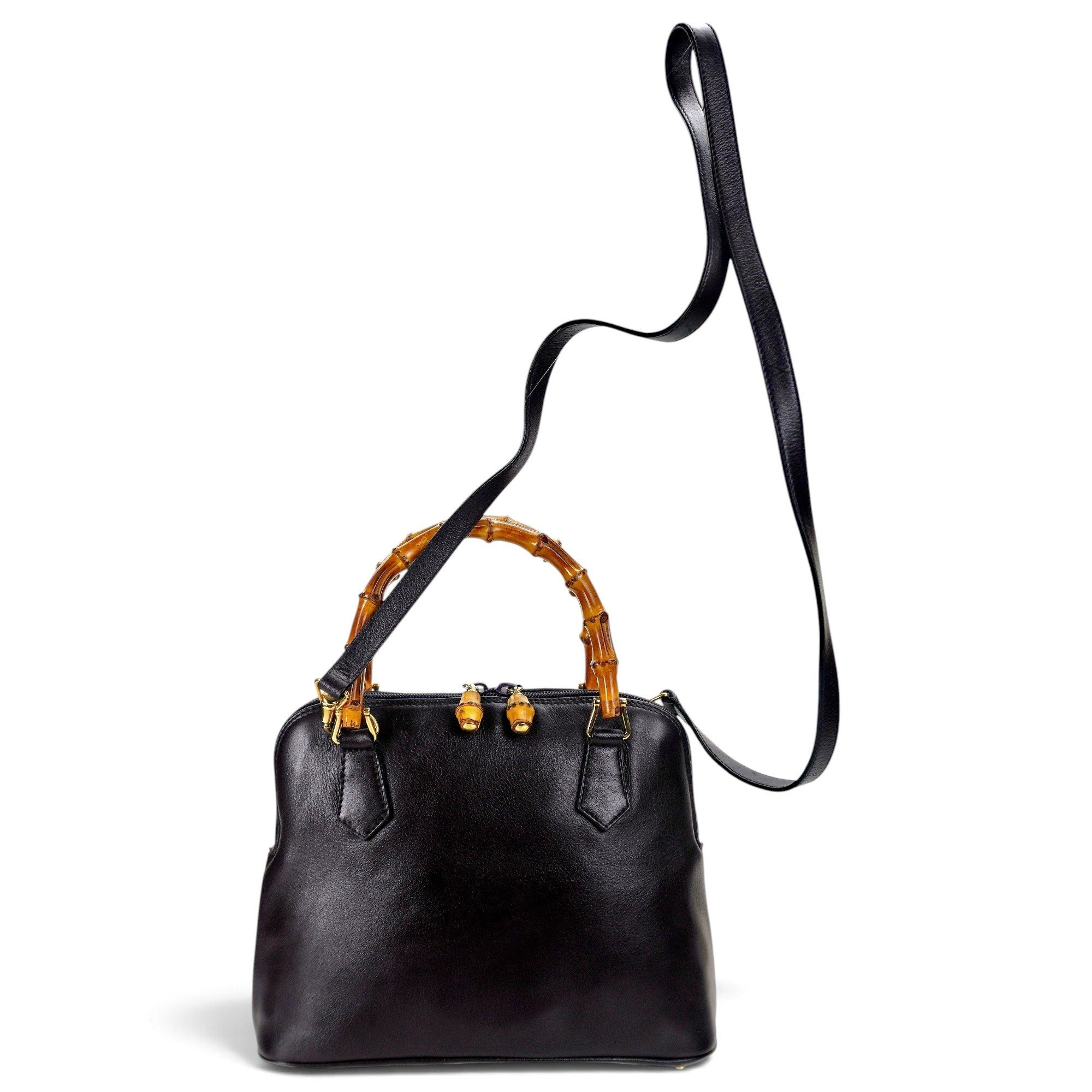Bamboo Top Handle leather crossbody bag