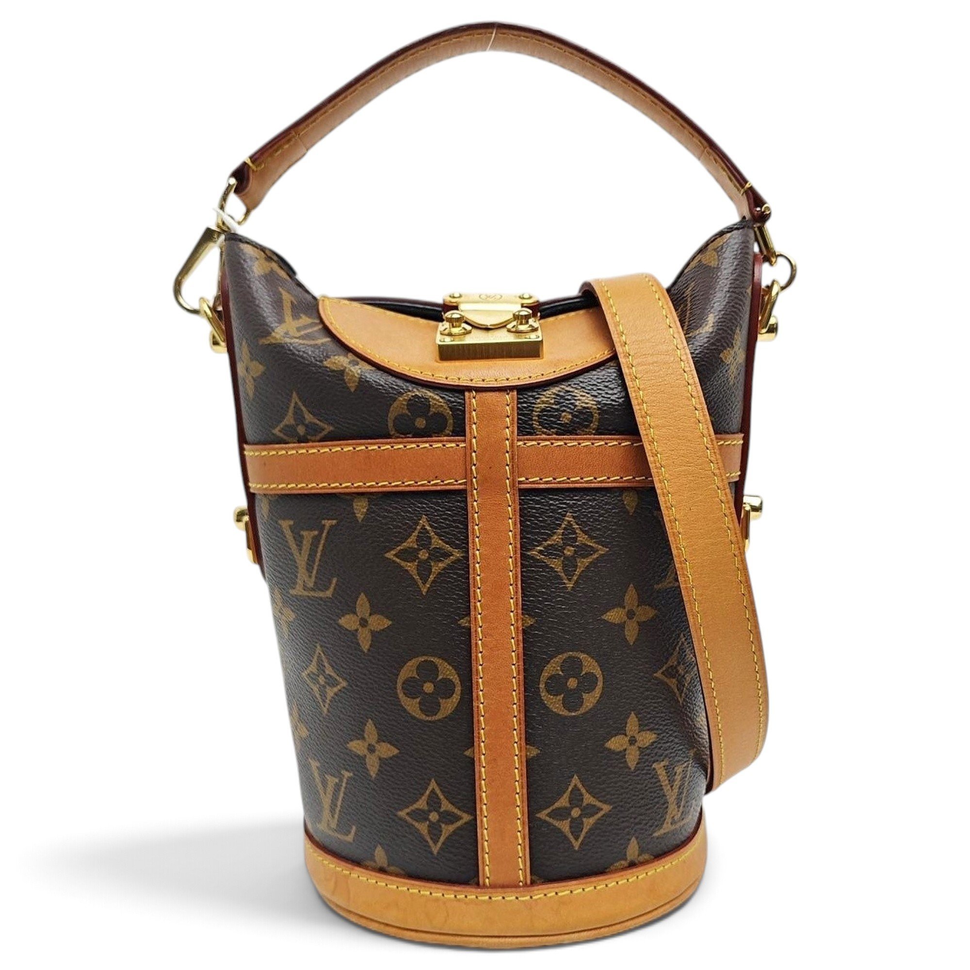Duffle leather handbag