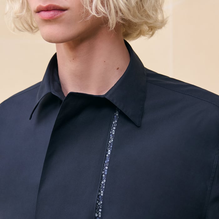 Marine "Contraste Imprime" Sporty Fit Shirt