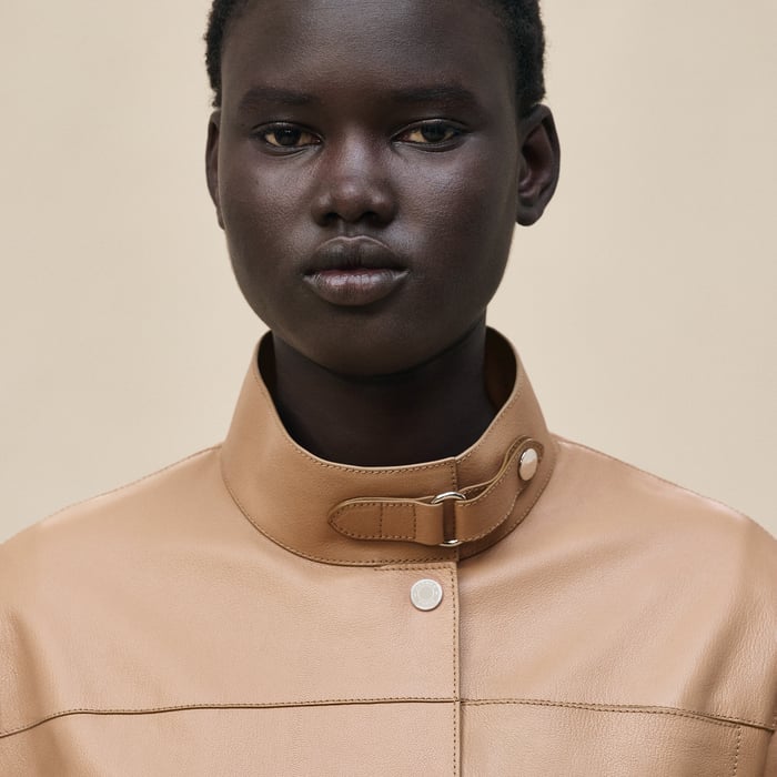 Beige Zénith Leather Jacket