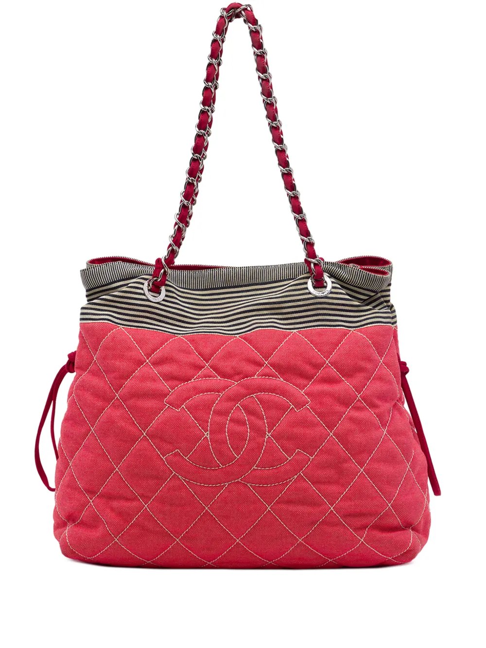 2009-2010 CC Quilted Denim Grosgrain Drawstring tote bag